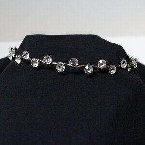 Clear Rhinestone Silvertone Hair Head Piece Band Decoration Trim Wedding Pageant